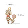 Picture of Zinc Metal Alloy Charm Pendants Poodle Dog Animal Gold Plated Clear Rhinestone Enamel 21mm( 7/8") x 15mm( 5/8"), 5 PCs