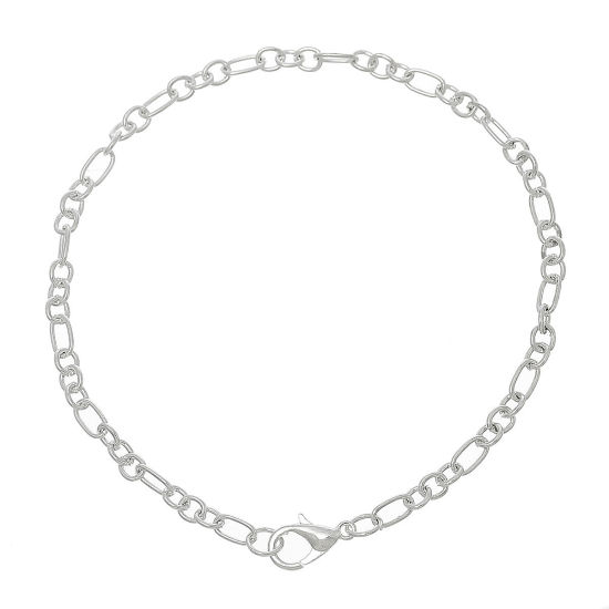 Image de Bracelets en Alliage de Zinc Argenté 20.0cm Long/Enfliade, 1 Plaque (Environ 12 PCs/Plaque)