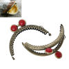 Picture of Iron Based Alloy Kiss Clasp Lock Purse Frame Arch Antique Bronze Red Resin Ball 8.8x6cm(3 4/8" x2 3/8"), Open Size: 11.6x8.8cm(4 5/8"x3 4/8"), 2 PCs