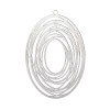 Picture of 304 Stainless Steel Filigree Stamping Pendants Oval Silver Tone Circle Carved Hollow 57mm(2 2/8") x 40mm(1 5/8"), 10 PCs