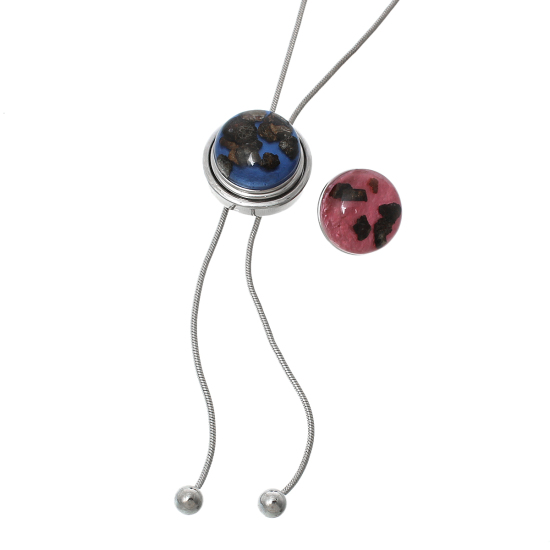 ヌーサスタイル スナップボタン用 ネックレス  スネークチェーン 18mm/20mmスナップボタンに適応 円形 シルバートーン 44.0cm長さ、 穴： 6.0mm、 1 本 の画像