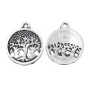 Picture of Zinc Metal Alloy Charm Pendants Round Antique Silver Color Tree Carved Hollow 19mm( 6/8") x 16mm( 5/8"), 30 PCs