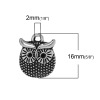 Picture of Zinc Metal Alloy Charm Pendants Halloween Owl Animal Antique Silver Color (Can Hold ss6 Rhinestone) 16mm( 5/8") x 12mm( 4/8"), 50 PCs