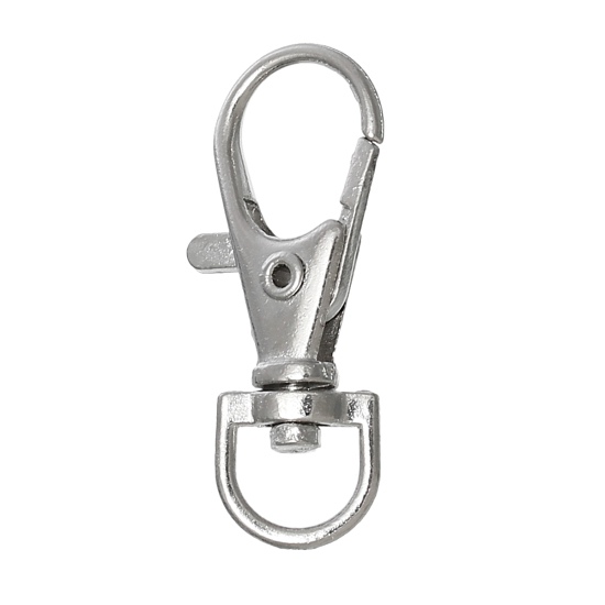 Image de Porte-Clés en Alliage de Fer Argent Mat Mousqueton 3.5cm x 1.6cm, 50 Pcs