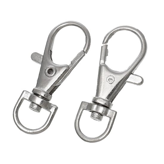 Image de Porte-Clés en Alliage de Fer Argent Mat Mousqueton 3.5cm x 1.6cm, 50 Pcs