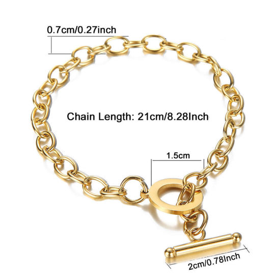 Image de Stainless Steel Gold Plated Circle Ring 21cm(8 2/8") long, 1 Piece