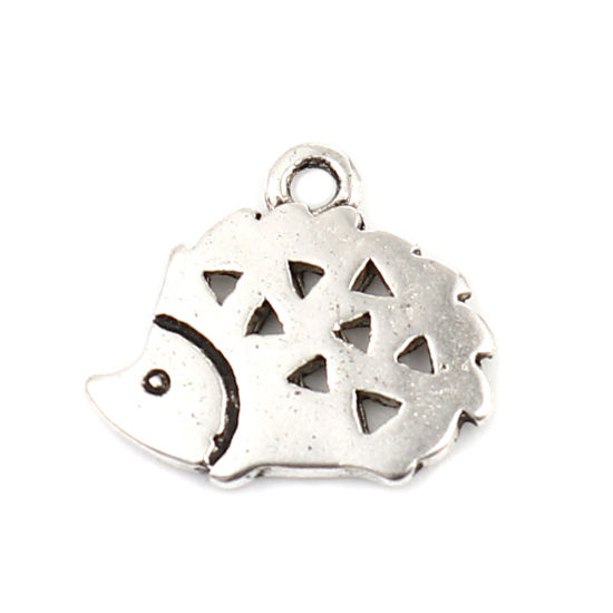 Image de Breloques en Alliage de Zinc Hérisson Argent Vieilli 17mm x 15mm, 10 Pcs