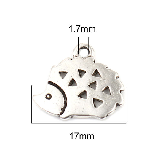 Image de Breloques en Alliage de Zinc Hérisson Argent Vieilli 17mm x 15mm, 10 Pcs