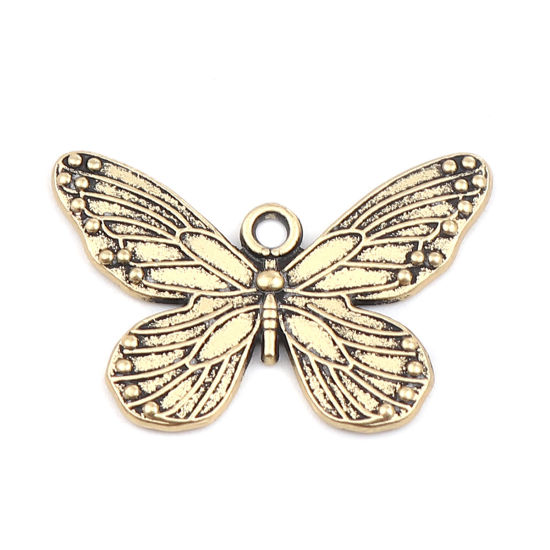 Image de Pendentifs Insecte en Alliage de Zinc Papillon Or Vieilli 30mm x 19mm, 5 Pcs