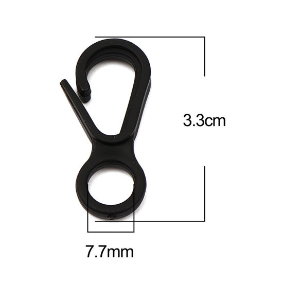Image de Fermoir Mousqueton en Plastique Noir 33mm x 15mm, 100 Pcs