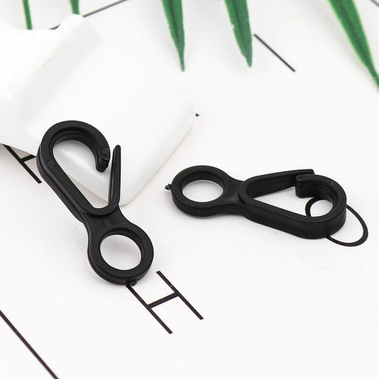 Image de Fermoir Mousqueton en Plastique Noir 33mm x 15mm, 100 Pcs