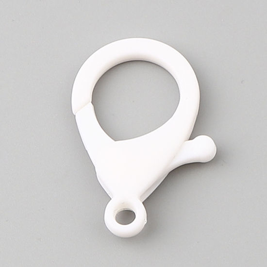 Image de Fermoir Mousqueton en Plastique Blanc 35mm x 25mm, 30 Pcs