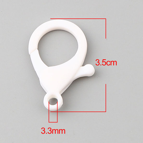Image de Fermoir Mousqueton en Plastique Blanc 35mm x 25mm, 30 Pcs