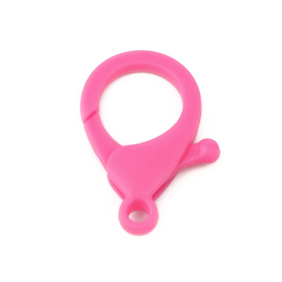 Image de Fermoir Mousqueton en Plastique Fuchsia 35mm x 25mm, 30 Pcs