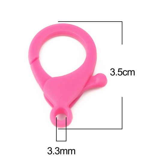Image de Fermoir Mousqueton en Plastique Fuchsia 35mm x 25mm, 30 Pcs