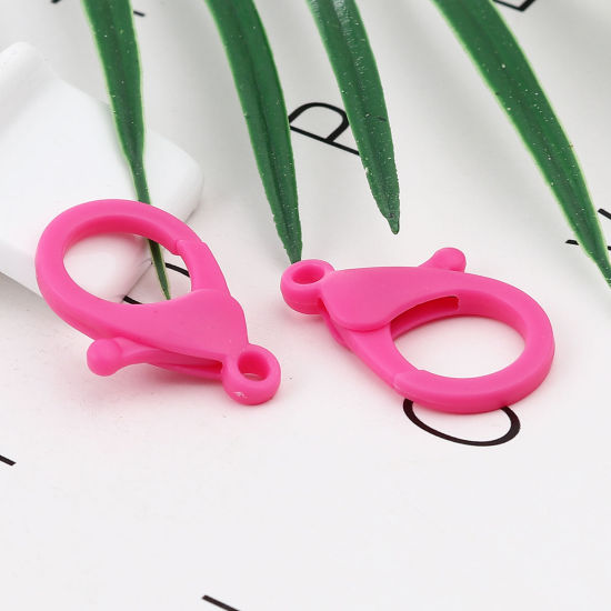 Image de Fermoir Mousqueton en Plastique Fuchsia 35mm x 25mm, 30 Pcs