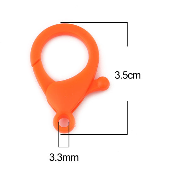 Image de Fermoir Mousqueton en Plastique Rouge Orangé 35mm x 25mm, 30 Pcs