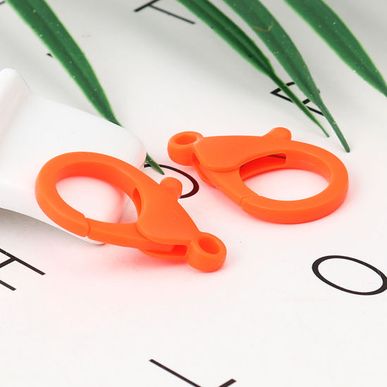 Image de Fermoir Mousqueton en Plastique Rouge Orangé 35mm x 25mm, 30 Pcs