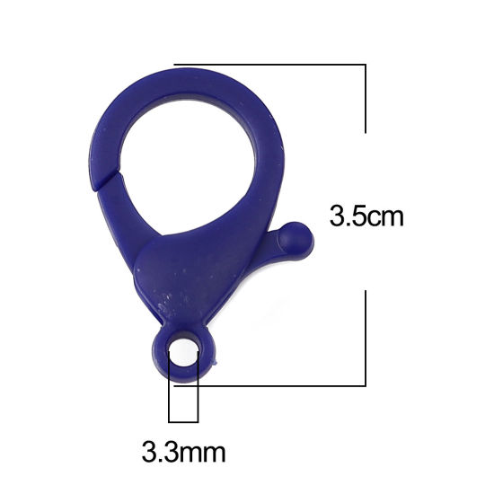 Image de Fermoir Mousqueton en Plastique Bleu Foncé 35mm x 25mm, 30 Pcs