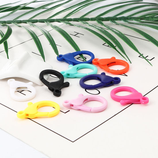 Image de Fermoir Mousqueton en Plastique Couleur au Hasard 35mm x 25mm, 30 Pcs
