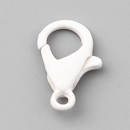 合金 アクセサリーパーツ・金具 カニカン 白 14mm x 8mm、 30 個 の画像