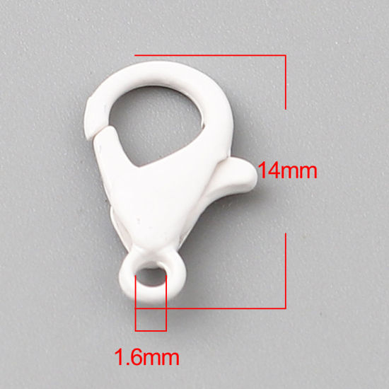 合金 アクセサリーパーツ・金具 カニカン 白 14mm x 8mm、 30 個 の画像