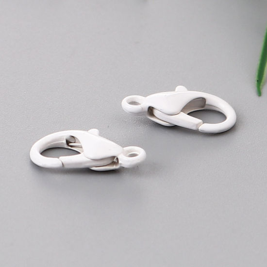 合金 アクセサリーパーツ・金具 カニカン 白 14mm x 8mm、 30 個 の画像