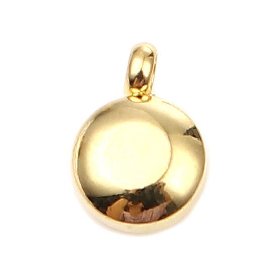 Immagine di 304 Acciaio Inossidabile & Vetro Pietre Nascita Charms Tondo Oro Placcato Trasparente Aprile 9mm x 7mm, 2 Pz