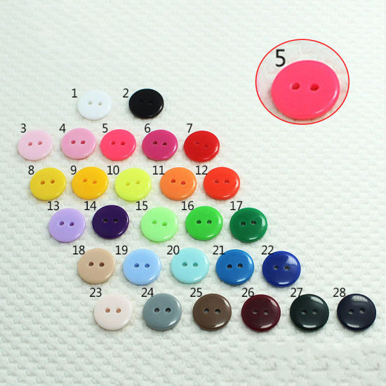Image de Bouton de Couture en Résine 2 Trous Rond Rose 9mm Dia, 100 Pcs
