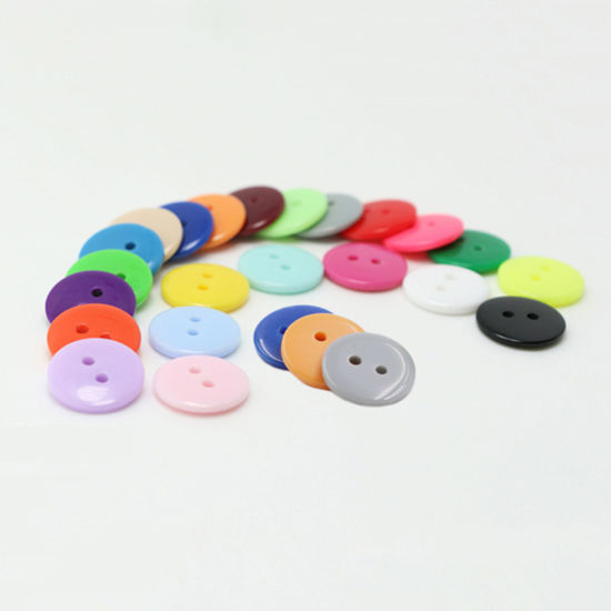 Image de Bouton de Couture en Résine 2 Trous Rond Jaune Fluorescent 9mm Dia, 100 Pcs