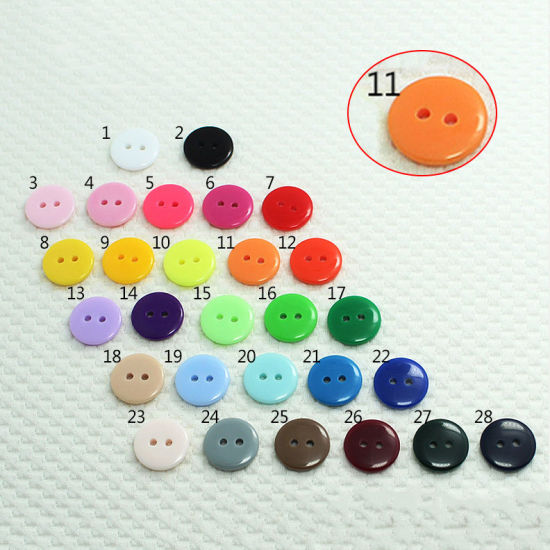 Image de Bouton de Couture en Résine 2 Trous Rond Orange 9mm Dia, 100 Pcs