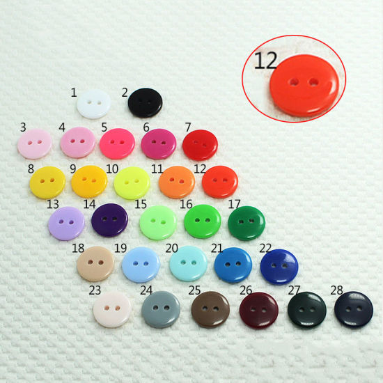 Image de Bouton de Couture en Résine 2 Trous Rond Rouge 9mm Dia, 100 Pcs