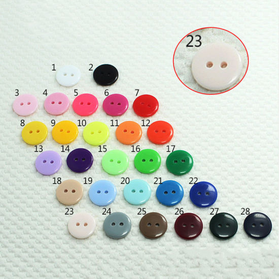 Image de Bouton de Couture en Résine 2 Trous Rond Crème 9mm Dia, 100 Pcs