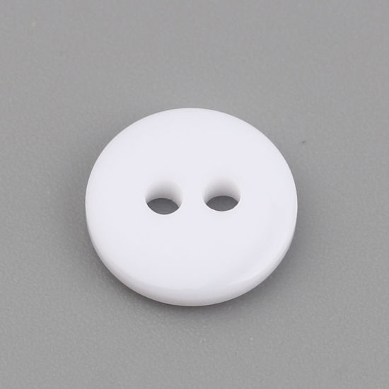 Immagine di Resina Bottone da Cucire Scrapbook Due Fori Tondo Bianco 10mm Dia, 100 Pz