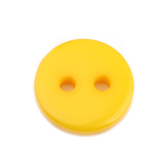 Immagine di Resina Bottone da Cucire Scrapbook Due Fori Tondo Giallo 10mm Dia, 100 Pz
