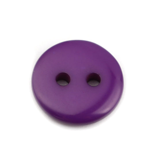 Immagine di Resina Bottone da Cucire Scrapbook Due Fori Tondo Colore Viola 10mm Dia, 100 Pz