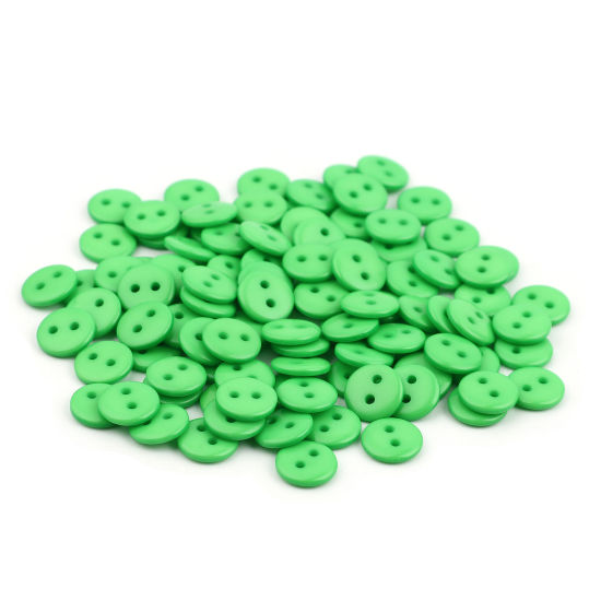 Immagine di Resina Bottone da Cucire Scrapbook Due Fori Tondo Erba Verde 10mm Dia, 100 Pz