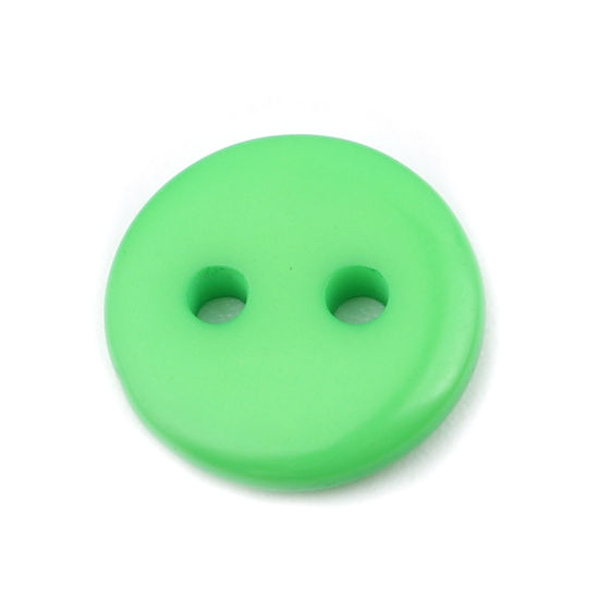 Immagine di Resina Bottone da Cucire Scrapbook Due Fori Tondo Erba Verde 10mm Dia, 100 Pz
