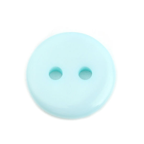 Immagine di Resina Bottone da Cucire Scrapbook Due Fori Tondo Lago Blu 10mm Dia, 100 Pz