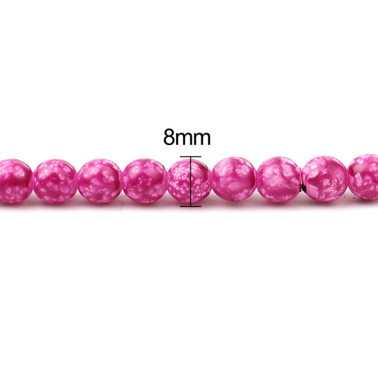 Image de Glass Beads Round Fuchsia About 8mm Dia, Hole: Approx 1.2mm, 75cm(29 4/8") long, 2 Strands (Approx 105 PCs/Strand)