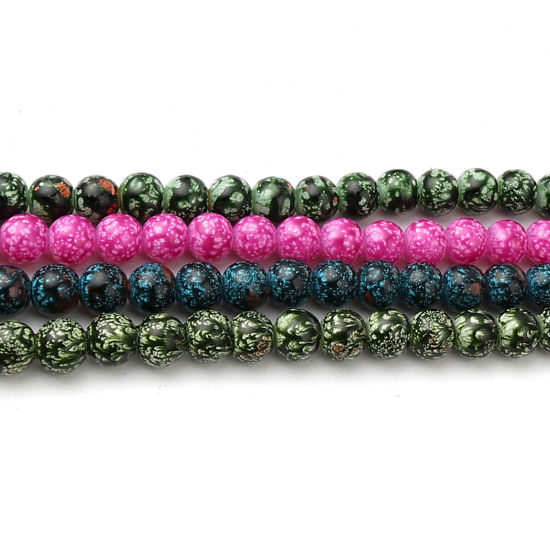 Image de Glass Beads Round Fuchsia About 8mm Dia, Hole: Approx 1.2mm, 75cm(29 4/8") long, 2 Strands (Approx 105 PCs/Strand)