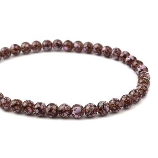 Image de Glass Beads Round Brown About 8mm Dia, Hole: Approx 1.2mm, 75cm(29 4/8") long, 2 Strands (Approx 105 PCs/Strand)