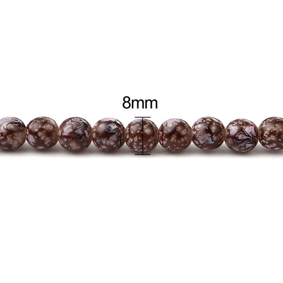 Image de Glass Beads Round Brown About 8mm Dia, Hole: Approx 1.2mm, 75cm(29 4/8") long, 2 Strands (Approx 105 PCs/Strand)