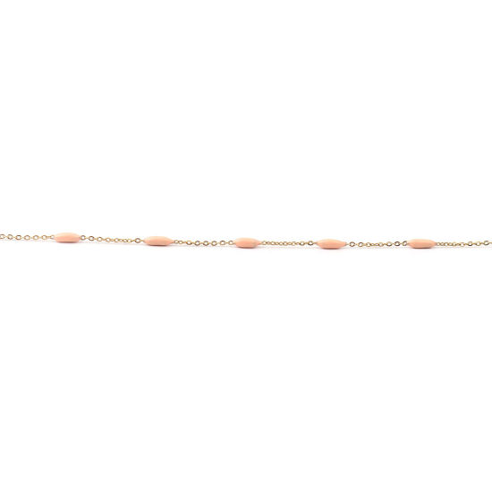 Image de 1 M Chaîne Maille Forçat Accessoires pour la Fabrication de Bijoux Faits à la Main en Acier Inoxydable Marquise Doré Orange Clair Émail 9x2mm 