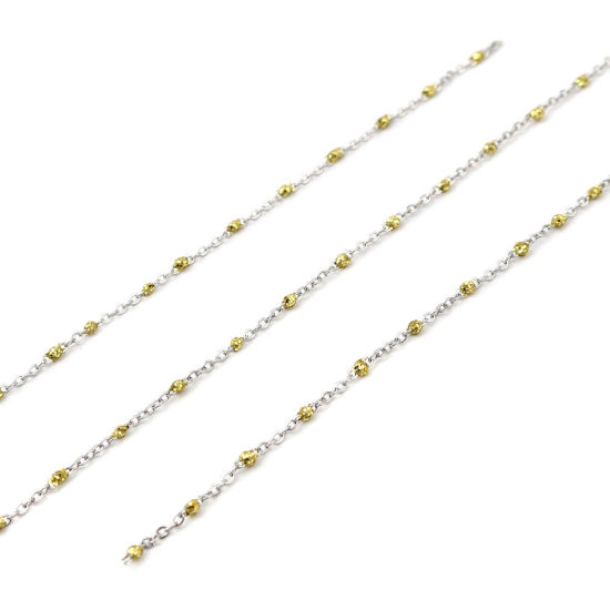 Image de 1 M Chaîne Maille Forçat Accessoires pour la Fabrication de Bijoux Faits à la Main en Acier Inoxydable Argent Mat Jaune Paillettes 5x2mm 