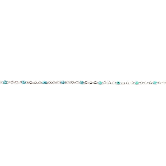 Image de 1 M Chaîne Maille Forçat Accessoires pour la Fabrication de Bijoux Faits à la Main en Acier Inoxydable Argent Mat Cyan Paillettes 5x2mm 