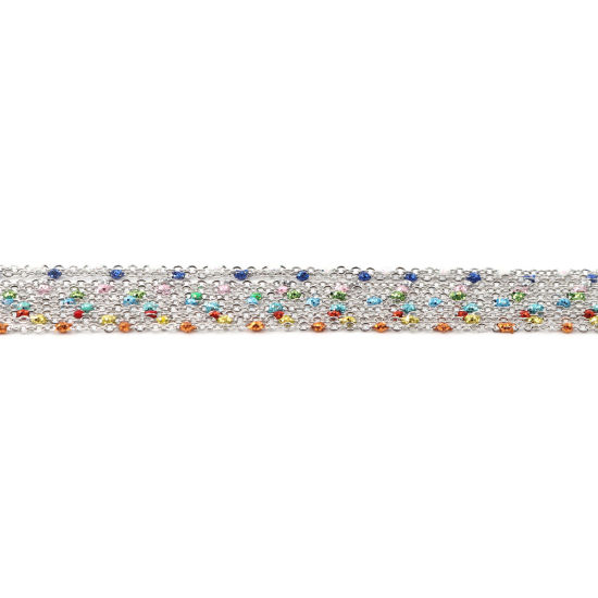 Image de 1 M Chaîne Maille Forçat Accessoires pour la Fabrication de Bijoux Faits à la Main en Acier Inoxydable Argent Mat Rose Paillettes 5x2mm 