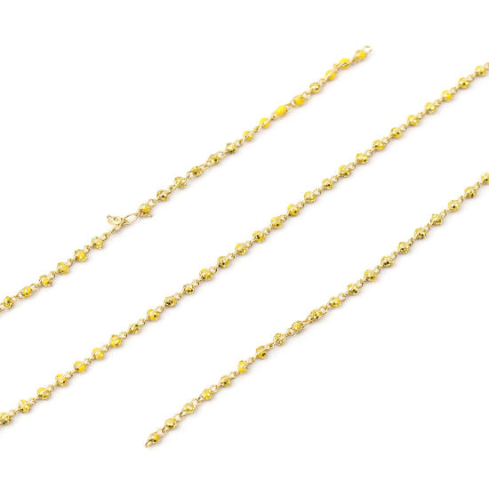 Изображение Brass Sequins Enamel Link Cable Chain Findings Gold Plated Yellow 5x2mm, 1 M                                                                                                                                                                                  