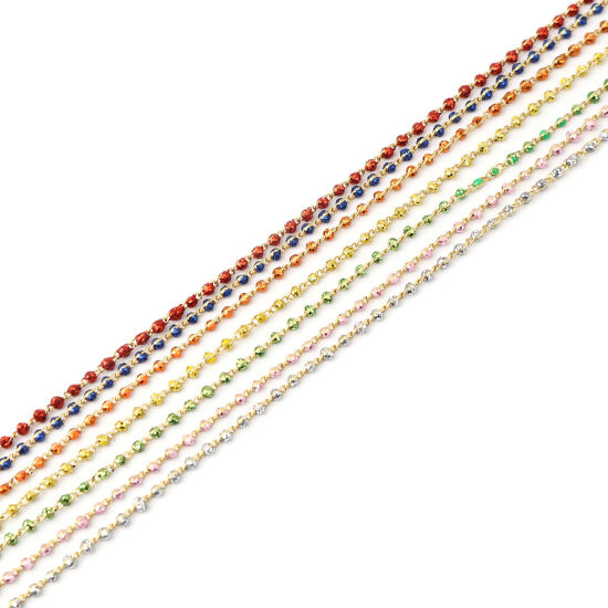 Изображение Brass Sequins Enamel Link Cable Chain Findings Gold Plated Yellow 5x2mm, 1 M                                                                                                                                                                                  