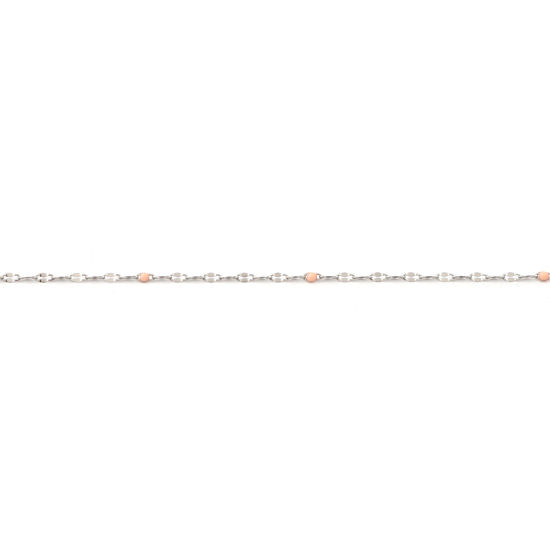 Image de 1 M Chaîne Maille Forçat Accessoires pour la Fabrication de Bijoux Faits à la Main en Acier Inoxydable Ovale Argent Mat Orange Clair Émail 3x2mm 